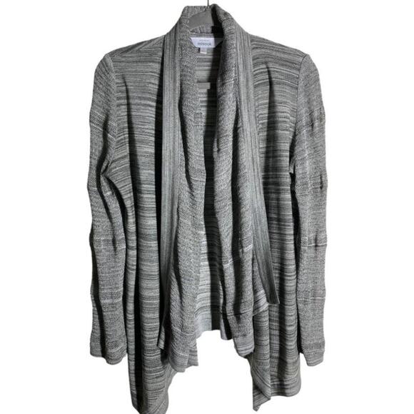Exclusively Misook Gray Asymmetrical Open Cardigan Sweater - Small